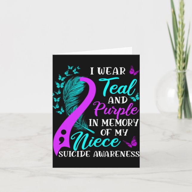 Carte Wear Teal Purple In Memory Of My Niece Suicide Awa (Devant)