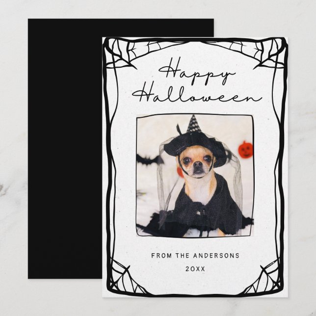 Carte Web Happy Halloween photo Hand Draame (Devant / Derrière)