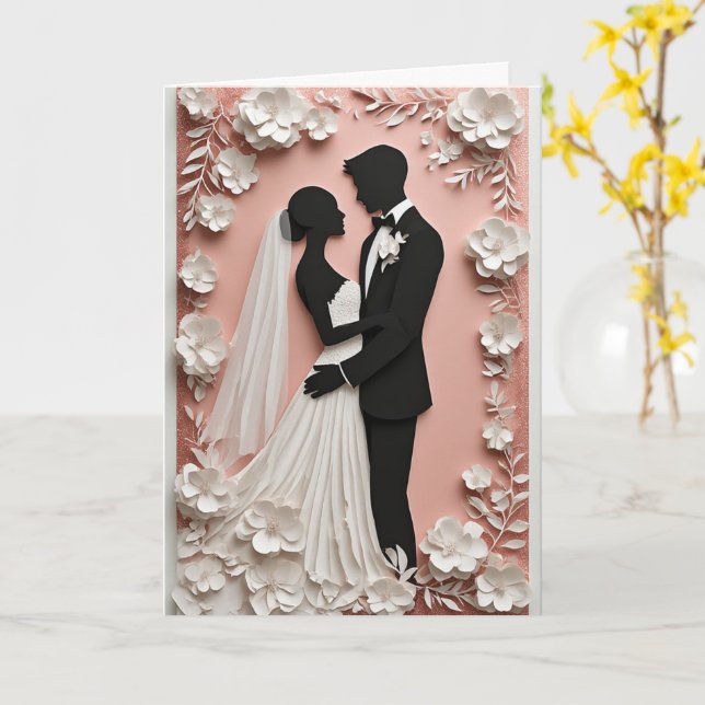 Carte Wedding Floral Frame With Bride And Groom (Fleur jaune)