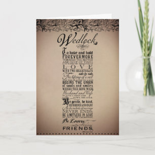 Carte Wedlock Marriage Wedding Original Poem