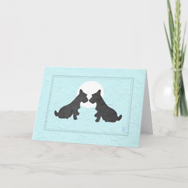Carte Wee Scottie Puppy Love Anniversaire sur Blue (Devant)