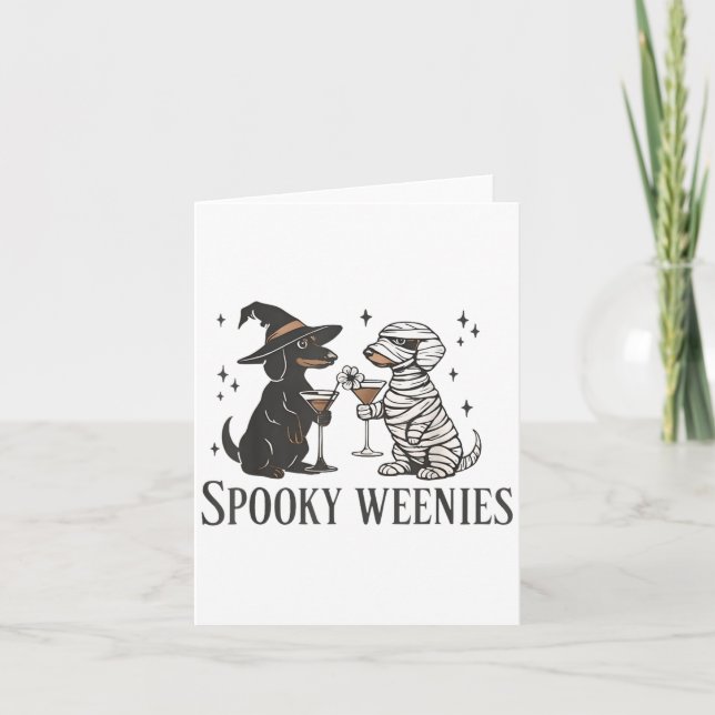 Carte Weenies Éffrayantes rétro Halloween Dachshund Éffr (Devant)