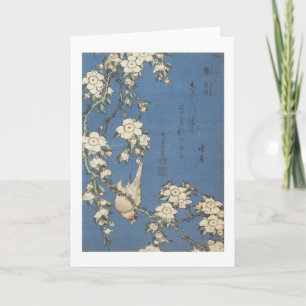 Carte Weeping Cherry and Bullfinch, Hokusai, 1834