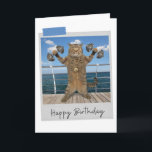 Carte Weighlifter Cat Funny Birthday Card<br><div class="desc">Éclairez tout amoureux des chats anniversaire avec ce félin fantaisiste et amusant !</div>