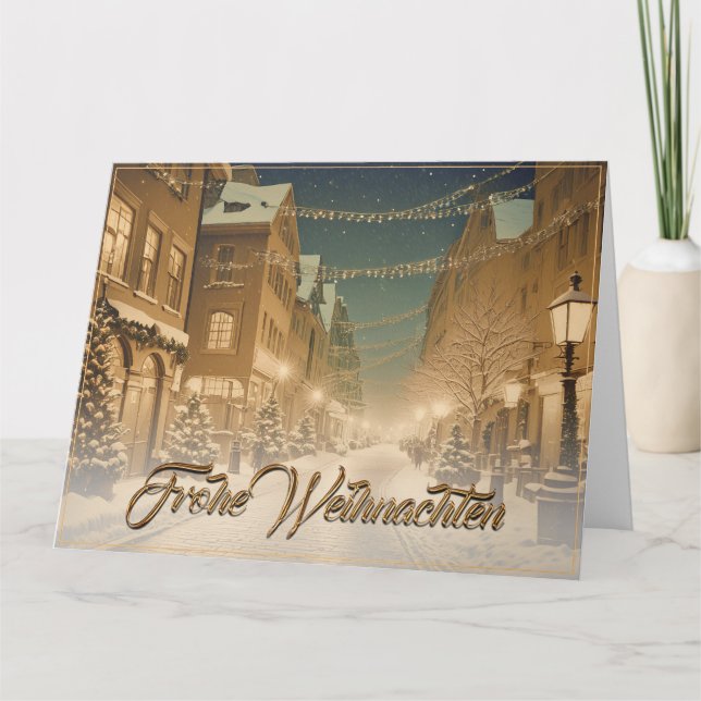 Carte Weihnachtlich verschneite Straßen einer Innenstadt (Devant)