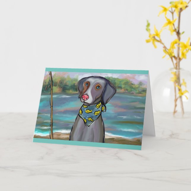 CARTE WEIMARANER (Fleur jaune)