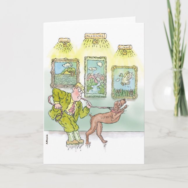 Carte Weimaraner Anniversaire drôle à la Galerie d'Art (Devant)