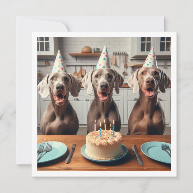 Carte Weimaraner, anniversaire Weimaraner (Devant)