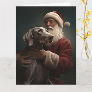 Carte Weimaraner avec Noël Festif du Père Noël