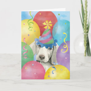 Carte Weimaraner Balloons d'anniversaire