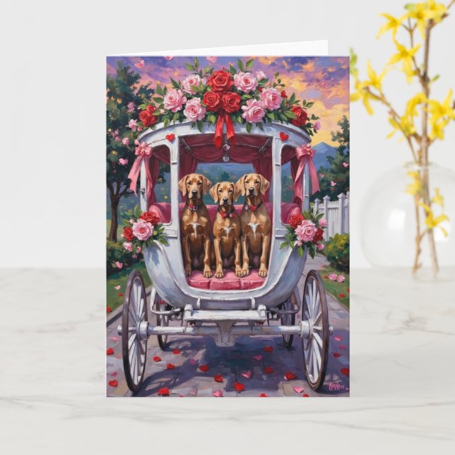 Carte Weimaraner Dog Valentine's Day  (Fleur jaune)