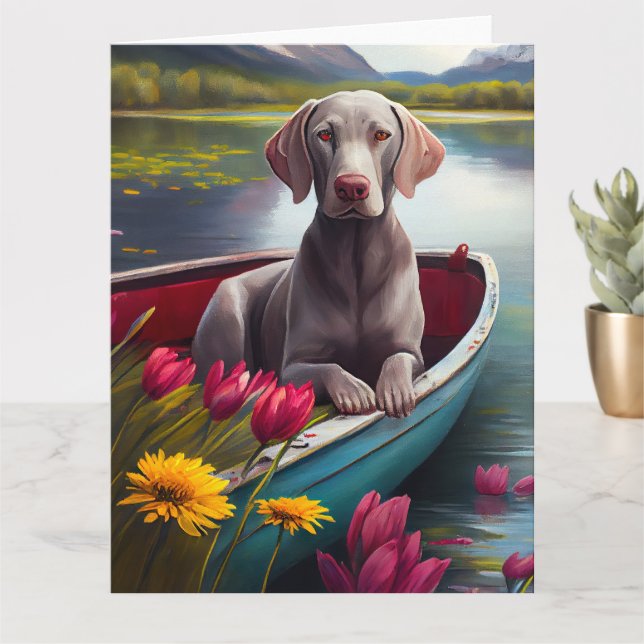 Carte Weimaraner sur une pédale : une aventure Pittoresq (Petite plante)