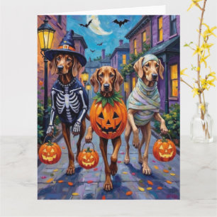 Carte Weimaraner Trick-or-Treating en costumes d'Hallowe