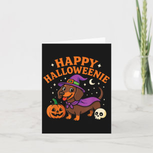 Carte Weiner Chien Sorcière Happy Halloweenie mignonne H