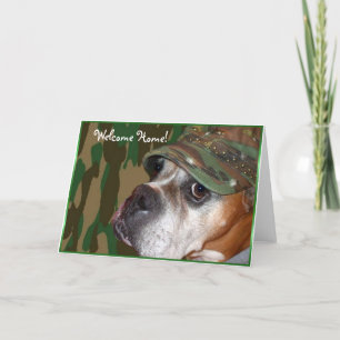 Carte Welcome home Military Boxer dog greeting card
