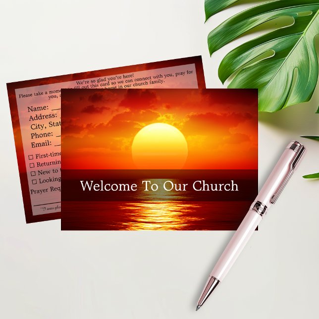 Carte Welcome To Our Church Visitors Big Sunset (Welcome To Our Church Visitors Big Sunset Card)