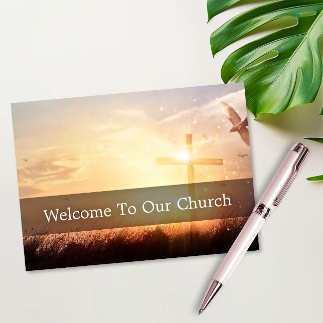 Carte Welcome To Our Church Visitors Cross Sunrise (Welcome To Our Church Visitors Cross Sunrise Visitors Card)