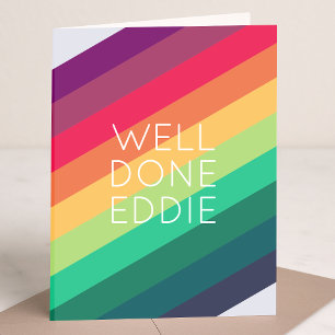 Carte Well Done Rainbow Name Modern Stripe Happy Fun