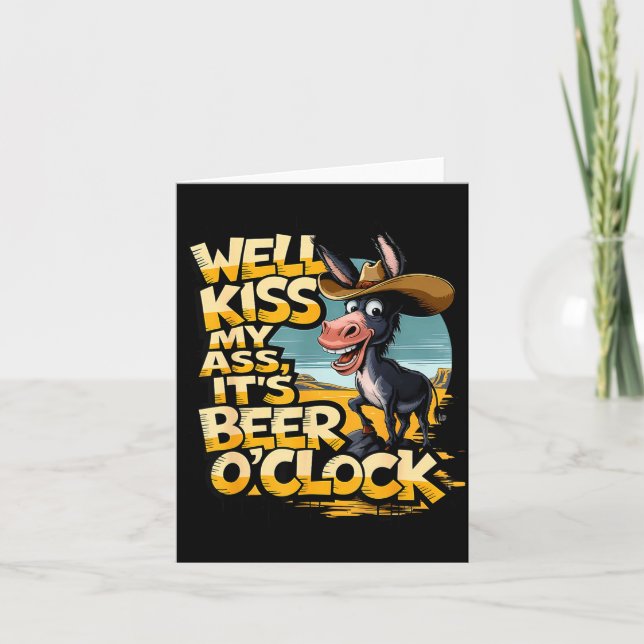 Carte Well Kiss My It's Beer O' Clock Drinking Beer  (Devant)