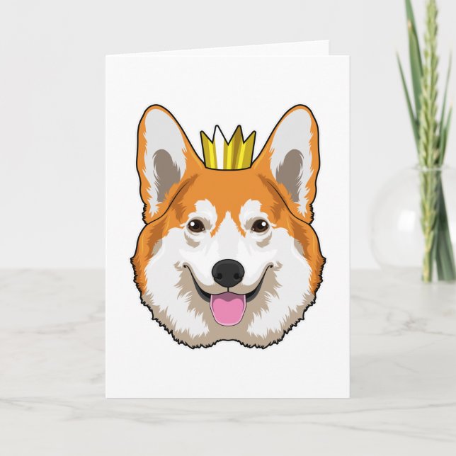 Carte Welsh Corgi avec Couronne (Devant)