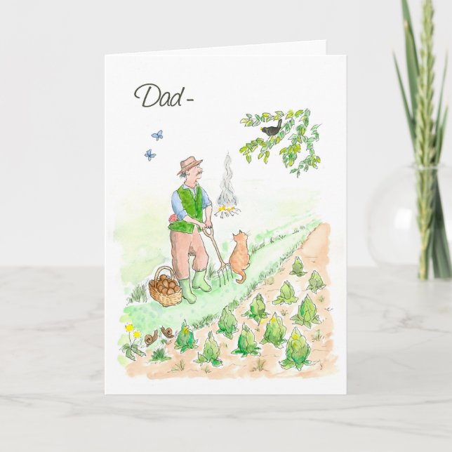 Carte Welsh Greeting Birthday Card for a Man: Gardening (Devant)