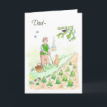 Carte Welsh Greeting Birthday Card for a Man : Gardening<br><div class="desc">A birthday card for a Father,  with the greeting in Welsh. The handpainted illustration,  by Judy Adamson,  is of a man pausing in his digging of the vegetable patch to listo a blackbird singe.</div>