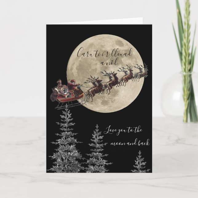 Carte Welsh Love you to the moon and back Christmas Card (Devant)