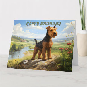 Carte Welsh Terrier Sur Le Regard Anniversaire