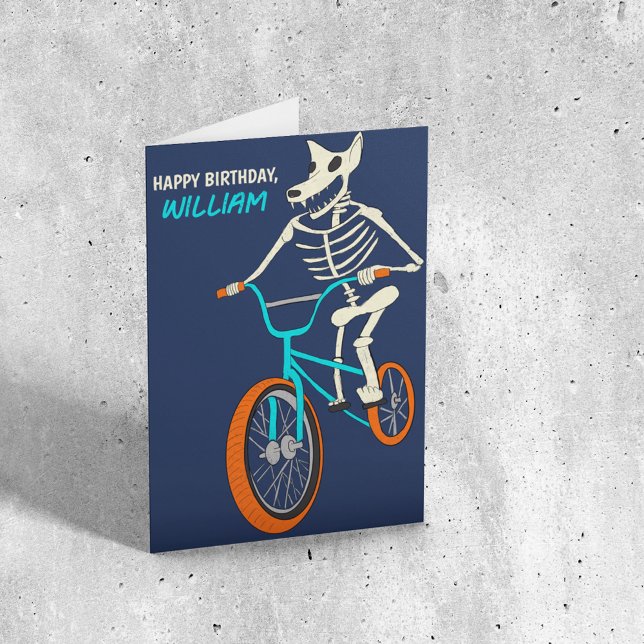 Carte Werewolf Skeleton on a BMX Bike Boys Birthday (Créateur téléchargé)