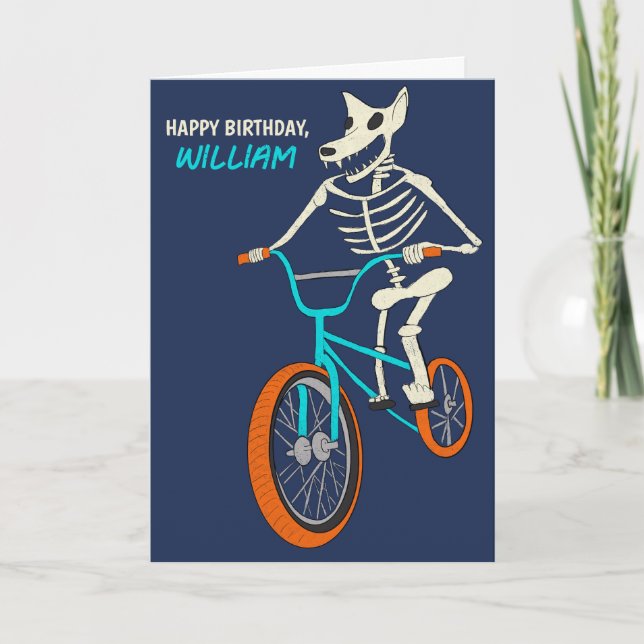 Carte Werewolf Skeleton on a BMX Bike Boys Birthday (Devant)