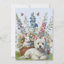Carte West Highland Terrier et Bunnie Easter