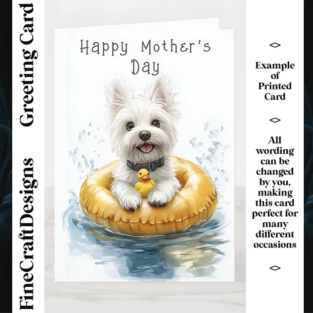 Carte West Highland Terrier Natation CV5 Mère personnali (Créateur téléchargé)