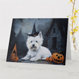 Carte West Highland White Terrier Citrouille Halloween