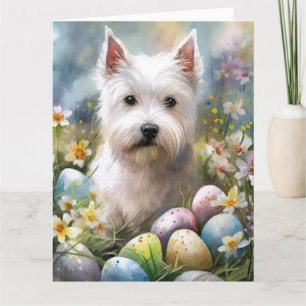 Carte West Highland White Terrier OEufs de Pâques Vacanc