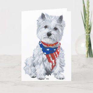 Carte West Highland White Terrier Patriotique