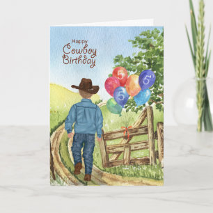 Carte Western Cowboy avec Balloon Boy 5e anniversaire