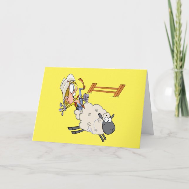 Carte Western Cowboy Cowgirl Rodeo Mutton Bustin (Devant)
