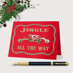 Carte Western Cowboy Épouse Jingle Tout Au Long Du Chemi