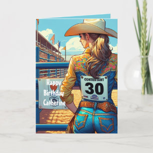Carte Western Cowgirl 30th Birthday Rodeo Custom