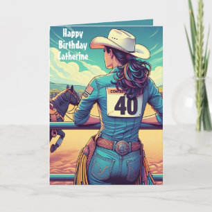 Carte Western Cowgirl 40th Birthday Rodeo Custom