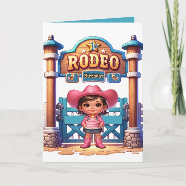 Carte Western Cowgirl Premier Rodéo Anniversaire Personn (Devant)