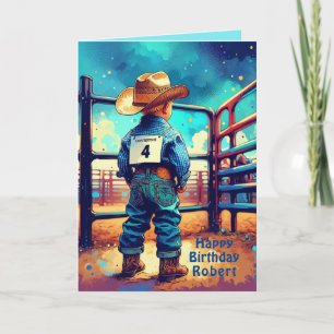 Carte Western Little Cowboy 4e anniversaire Rodéo person