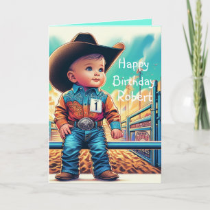 Carte Western Little Cowboy Premier anniversaire Rodéo p