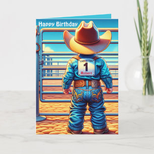 Carte Western Little Cowboy Premier anniversaire Rodéo p