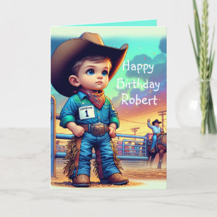 Carte Western Little Cowboy Premier anniversaire Rodéo p
