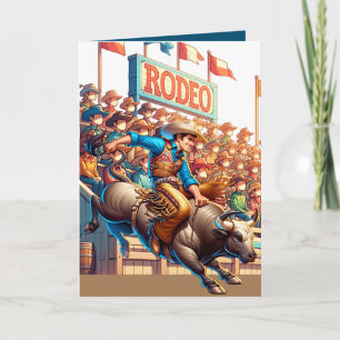 Carte Western Rodeo Cowboy Bull Riding Custom