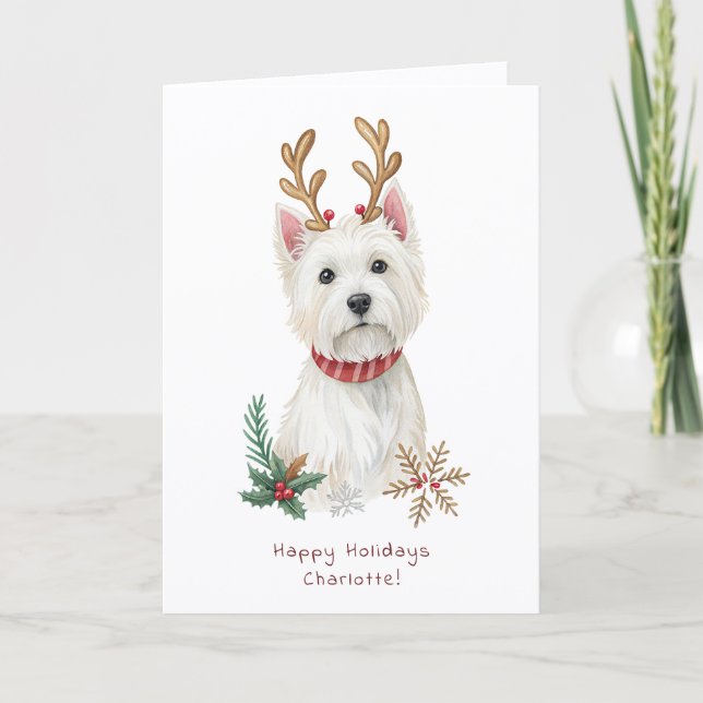 Carte Westie Cheeky Dog Cute Christmas Greeting Card (Devant)