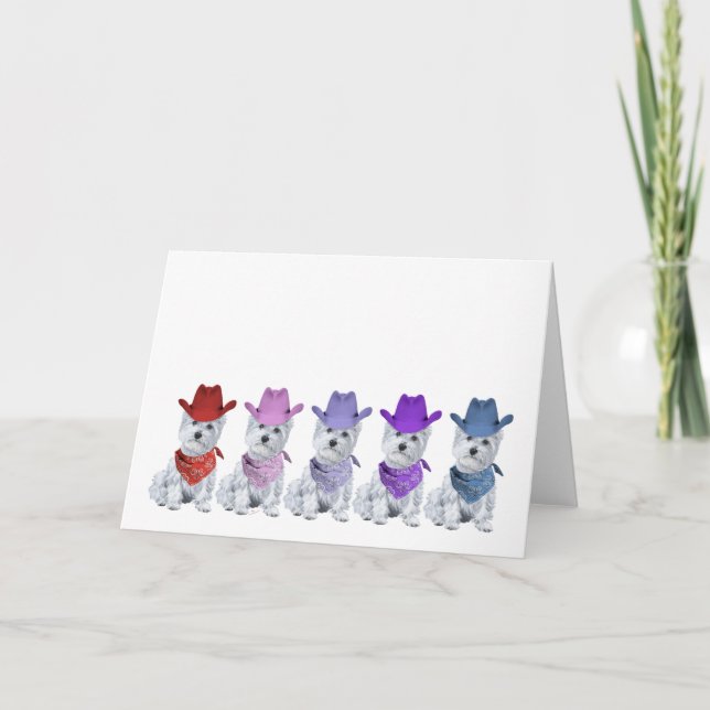 Carte Westie Cowboys All in a Line (Devant)