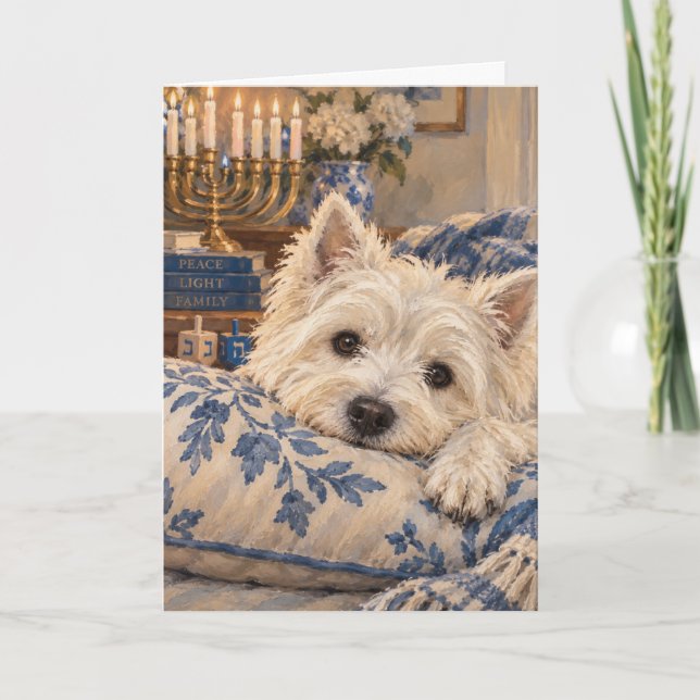 Carte Westie Menorah Hanoukka Juif (Devant)