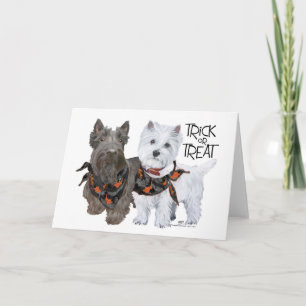 Carte Westie Scottie Trick or Treat